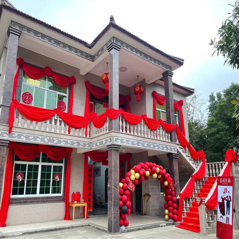 结婚乔迁农村小院婚礼布置红绸缎布庭院阳台栏杆大红花球装饰拉花,节庆用品/礼品,拉花,淘宝优惠券,粉丝福利购,淘宝优惠卷