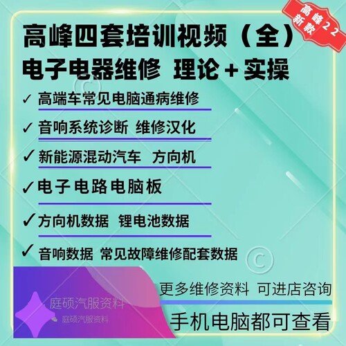 最新高峰培训视频汽车电子电器音响电脑板解码通病维修钥匙培训