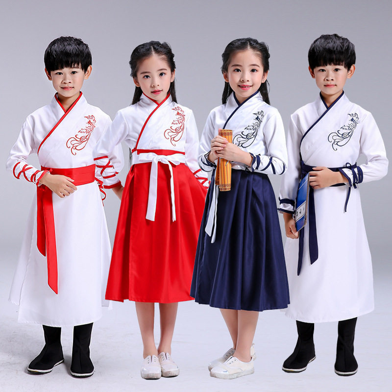 儿童古装国学汉服书童演出服襦裙