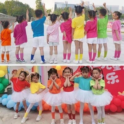 新款彩色儿童啦啦队演出服糖果色