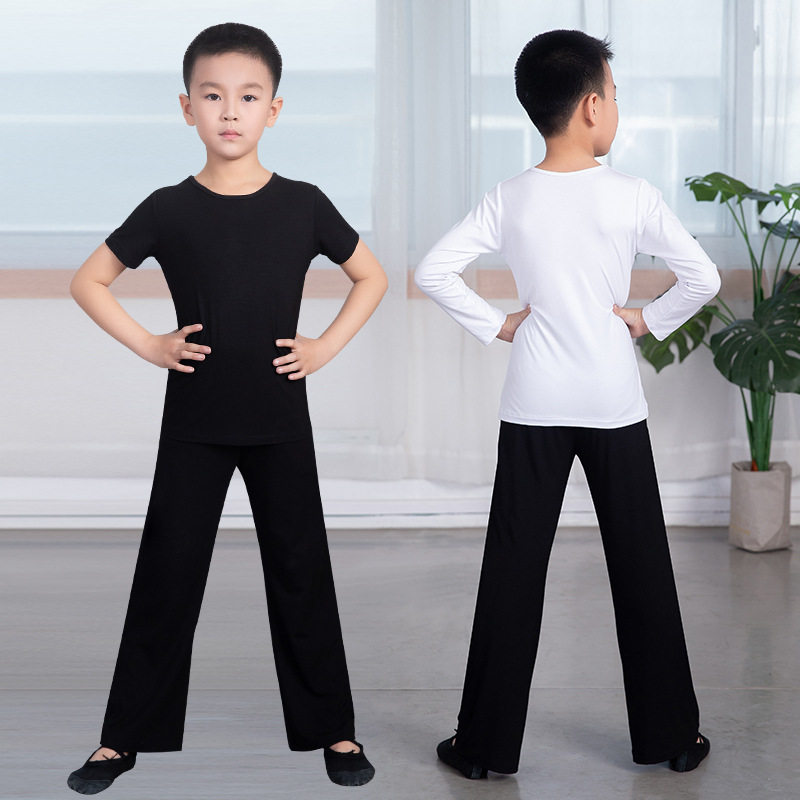 儿童舞蹈服男春夏新款长裤短袖拉丁练功中国舞形体表演基训服套装