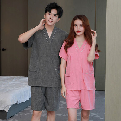 汗蒸服女款棉布套装情侣加肥大码棉桑拿服男按摩浴服汉蒸衣服酒店