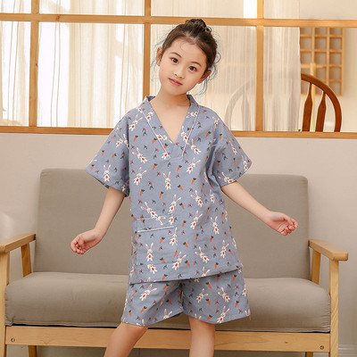 儿童棉布磨毛加厚浴服男女童汗蒸服睡衣桑拿服小孩家居服睡衣温泉