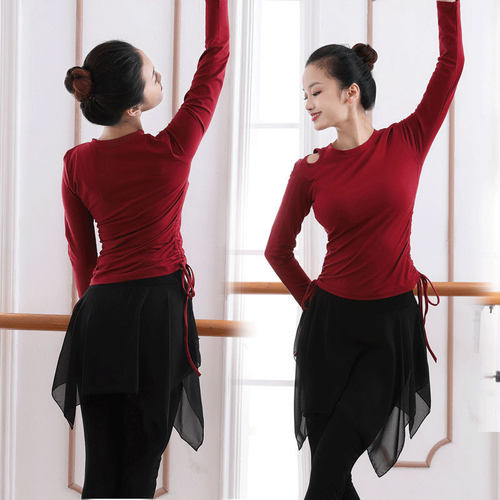现代舞练功服成人新款上衣女古典舞蹈形体训练服拉丁舞蹈服瑜伽服