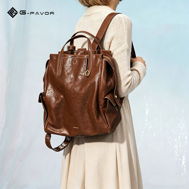 牛皮大容量旅行双肩包16寸电脑背包热销女包包女款夏天women'sbag