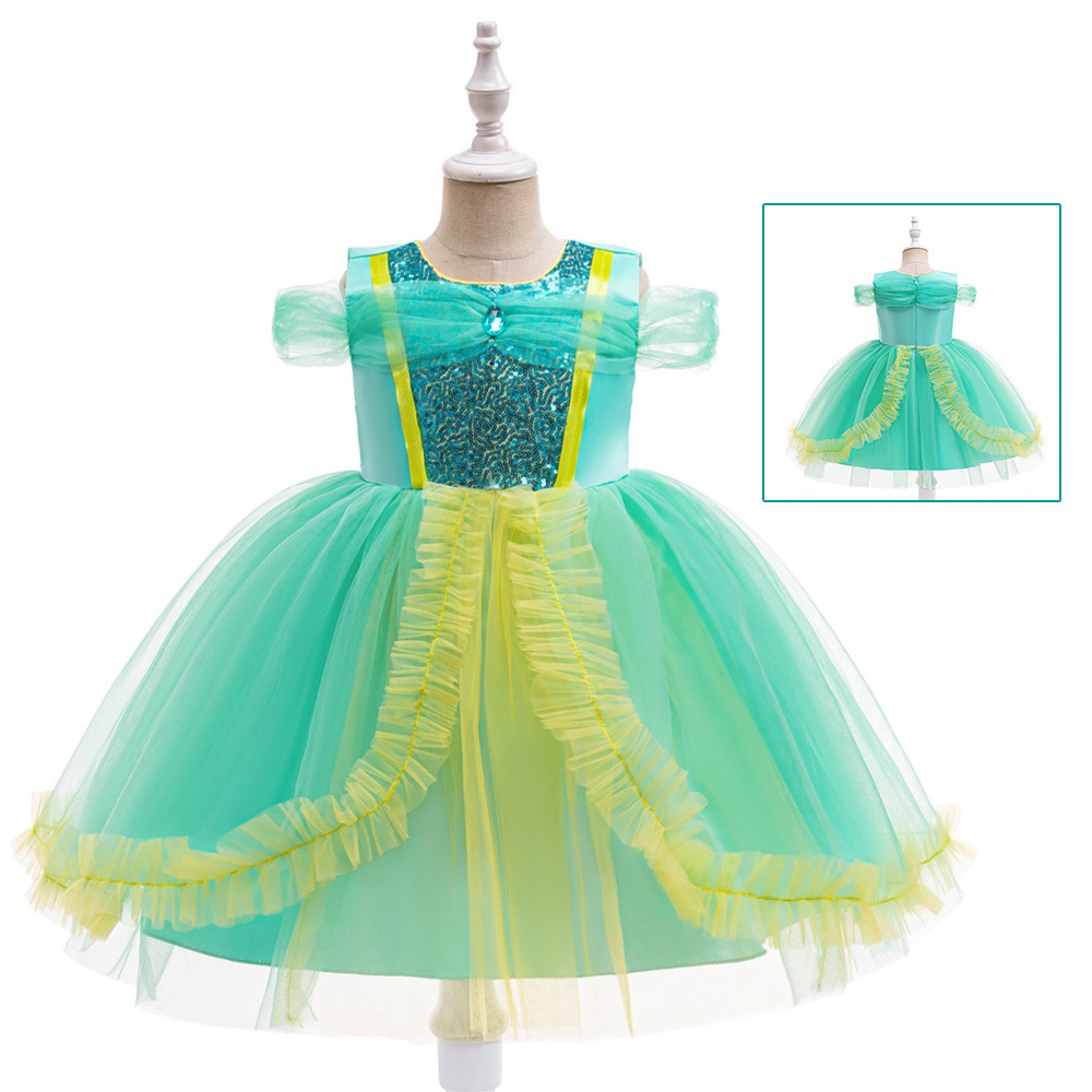 冰雪奇缘小女孩公主裙cosplay服装 儿童幼儿园派对演出服亮片纱裙