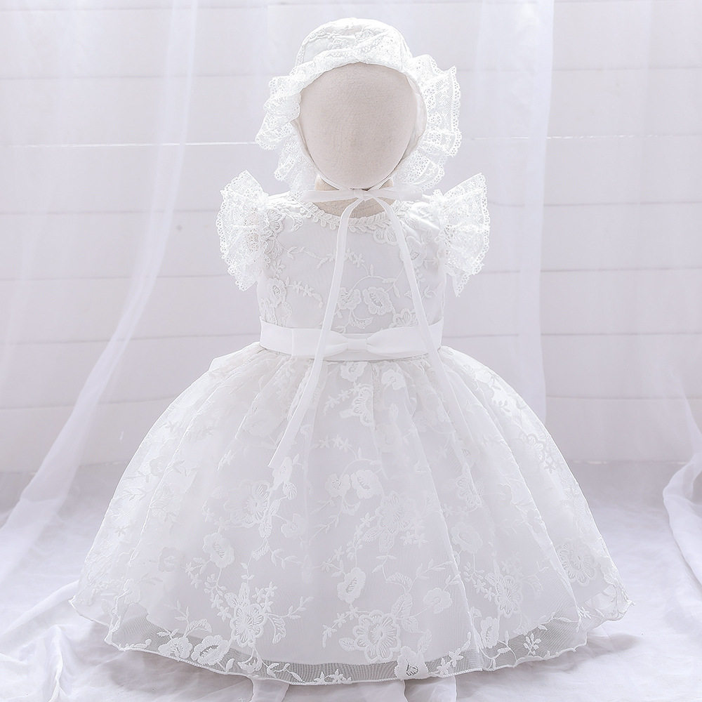 女宝宝满月婴幼儿白色礼服裙