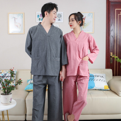 汗蒸服纯棉长袖长裤男女家居服睡衣套装桑拿服刮痧推油水洗棉足疗