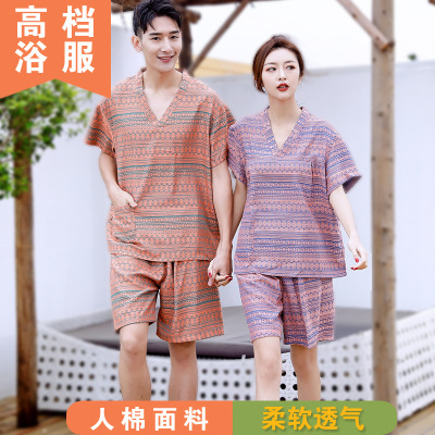 2025新款汗蒸服女人棉情侣浴服男桑拿服洋气加大码韩式足浴汉蒸服