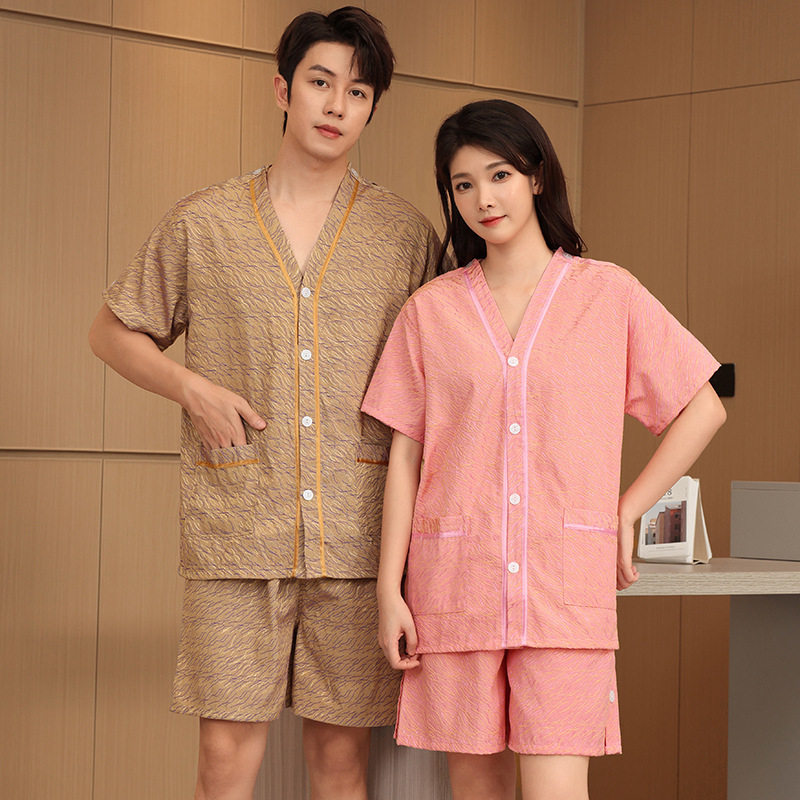 汗蒸服女棉质前后开长款大码男足疗采耳拔罐刮痧艾灸浴衣按摩服