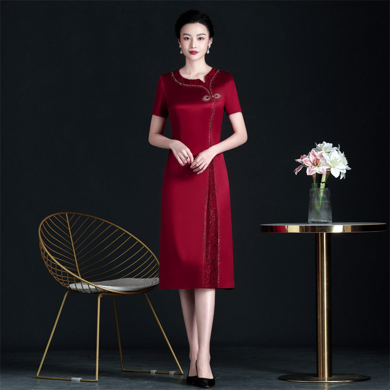 2026年夏季新款改良版旗袍婚礼婚宴妈妈装喜婆婆连衣裙礼服女装