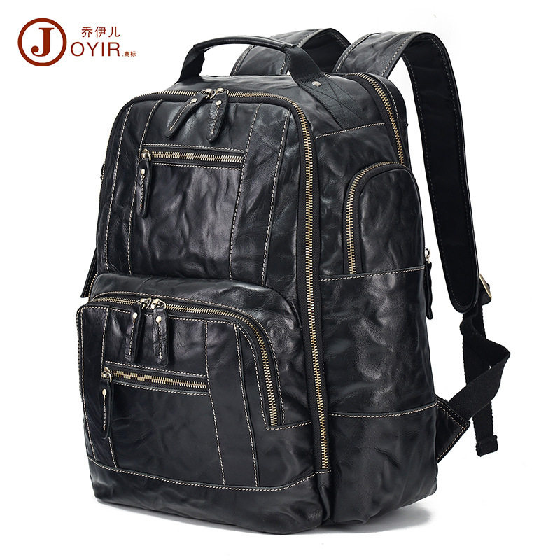 2025新品欧美大容量男士双肩背包复古旅行真皮高端商务出差外贸