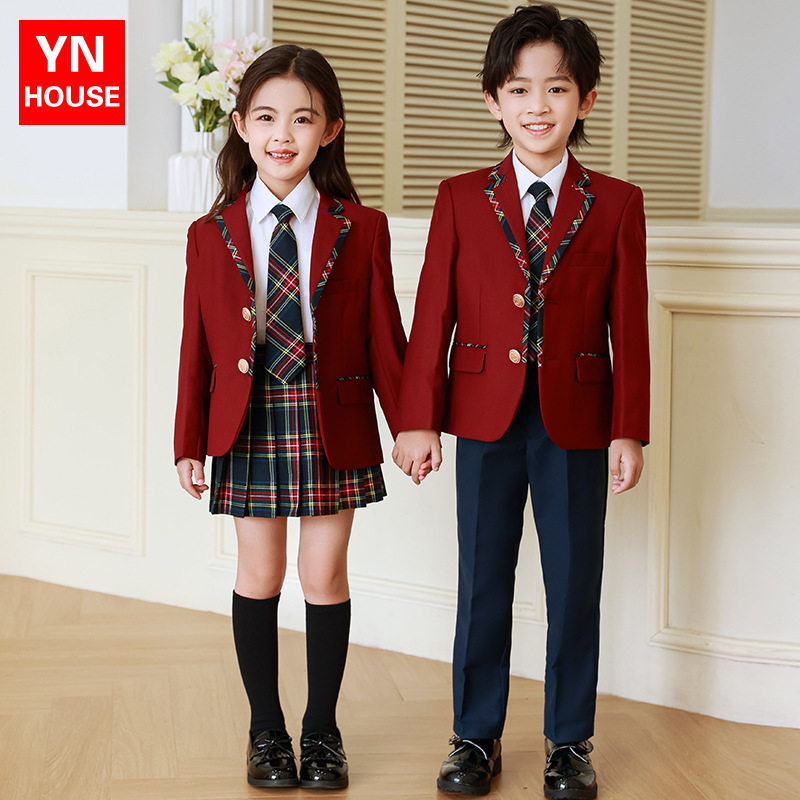 西装校服儿童春秋冬季英伦学院风一年级小学生班服幼儿园园服套装