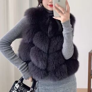 秋冬新款仿狐狸毛皮草外套女款马甲背心气质百搭显瘦短款马甲
