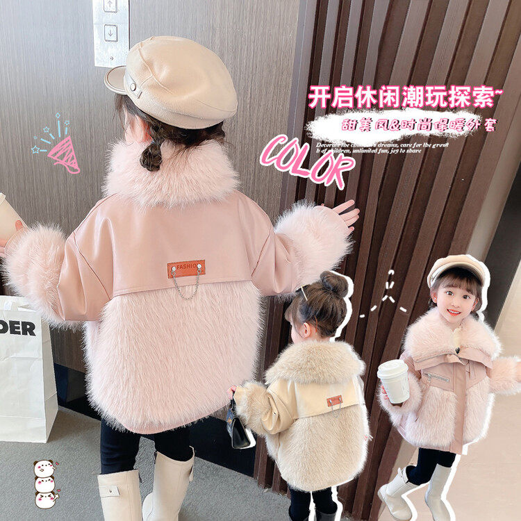 2025冬装加绒加厚派克服棉衣韩版女童羊羔毛冬季中小童宝宝厚外套