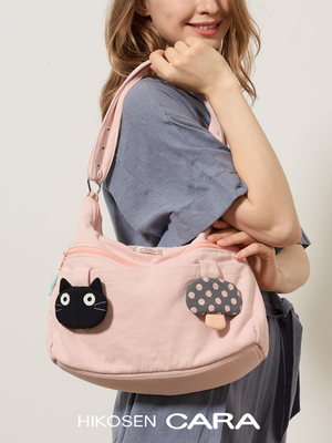HIKOSEN CARA卡拉猫蘑菇小黑猫单肩包帆布大容量女ins购物袋大包