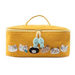 HIKOSEN CARA卡拉猫防水手拎化妆包女棉制帆布日本潮牌迷你小包包