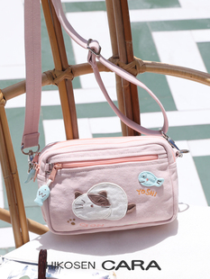 HIKOSEN CARA卡拉猫斜挎手机包帆布猫咪可爱糖果色ins风女小包包