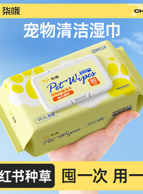 80抽大包宠物湿巾狗狗猫咪清洁免洗除臭湿纸巾擦泪痕湿巾宠物用品