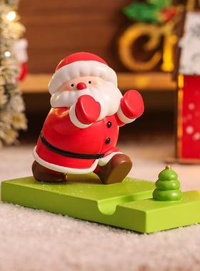 可爱圣诞老人手机摆件支架伴手面圣诞氛围装饰办公桌礼圣诞节礼物