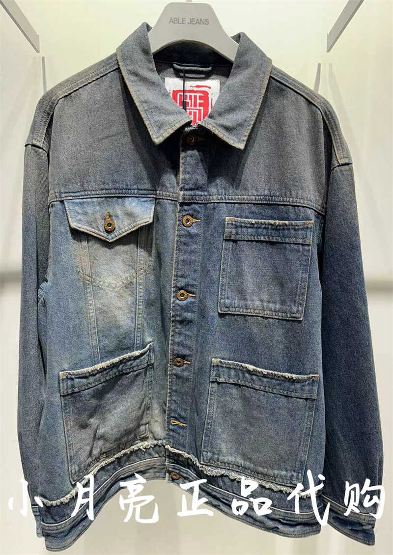 做旧牛仔夹克外套ABLEJEANS宽松