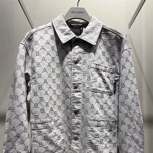 JEANS春季 男女741105 新款 衬衫 353 宽松百搭提花字母牛仔长袖 ABLE