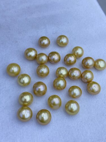 水之泪天然淡水爱迪生11-12mm优化电镀南洋浓金色珍珠厚扁圆有瑕