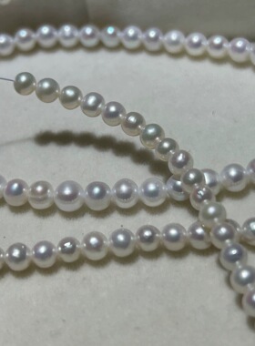 水之泪天然淡水ak珍珠散颗粒裸珠通孔有核3-4-5近圆强光微瑕diy单