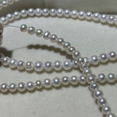 水之泪天然淡水ak珍珠散颗粒裸珠通孔有核3-4-5近圆强光微瑕diy单