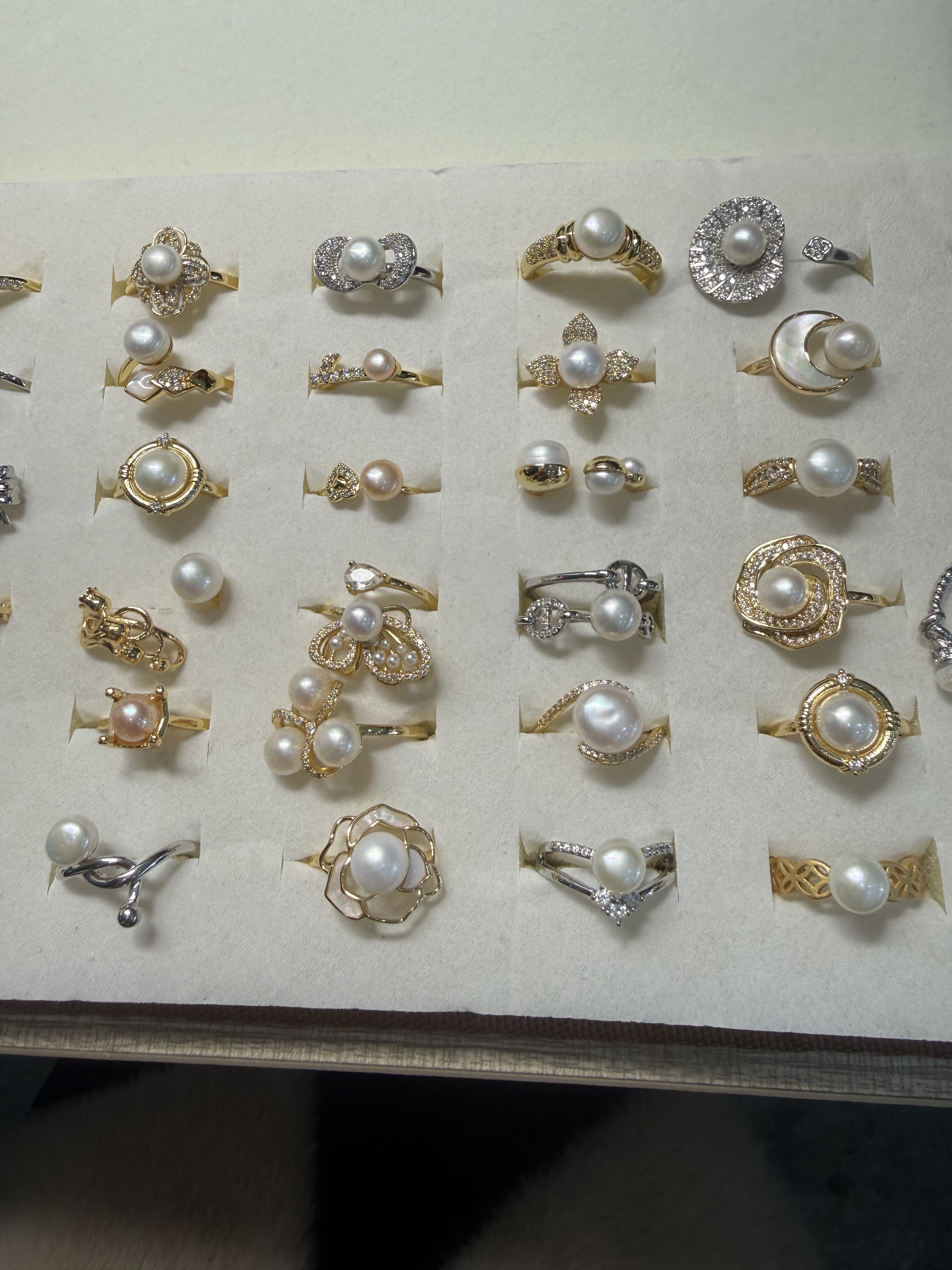 水之泪天然淡水珍珠戒指14k包金微镶大小款式随机开口可调节强光