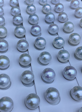 珍貅天然淡水爱迪生珍珠11-12mm近正圆面珠强冷光微调蓝血澳白色