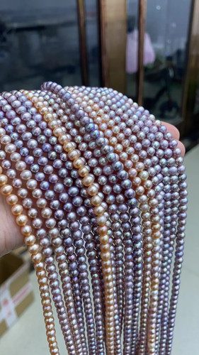 水之泪天然淡水珍珠项链半成品4-5mm近正圆强光细腻基本无瑕彩色