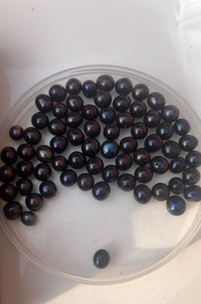 珍貅DIY天然淡水珍珠优化染色黑珍珠散珠近圆强光微瑕7-10mm全孔