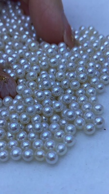 水之泪天然淡水珍珠颗粒散珠2-3-4mm圆形基本无瑕颗粒强光diy白色