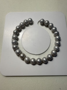 水之泪天然淡水珍珠手链无核8-9mm辐照铂金灰真多麻中光近圆微瑕