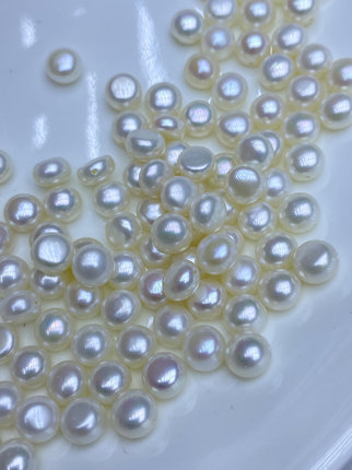水之泪天然淡水珍珠扁圆全孔颗粒无核二八侧孔7-9mm强光近无瑕diy