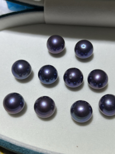 水之泪天然淡水有核珍珠爱迪生蓝莓妖紫11 13mm近正圆微瑕面珠