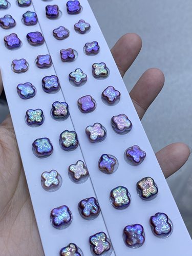 水之泪天然淡水珍珠四叶草巴洛克妖紫炫彩散珠diy配对无孔半成品