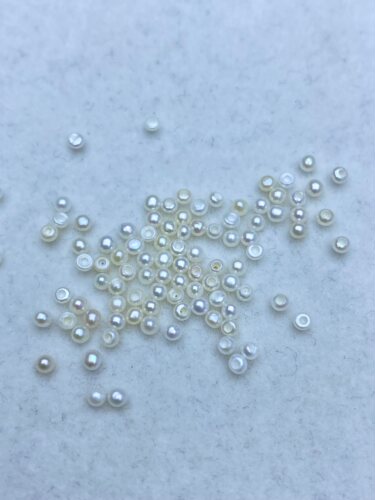水之泪天然淡水珍珠无核迷你袖珍半孔散颗粒2-5mm扁圆强光diy馒头