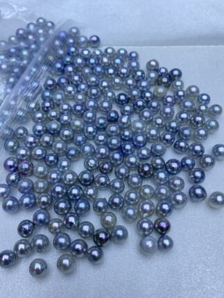 水之泪天日本海水akoya真多麻6-7mm实卡电光蓝玫瑰小灯泡圆巴半孔