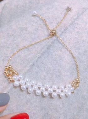 圆形强光可调节编织天然淡水珍珠