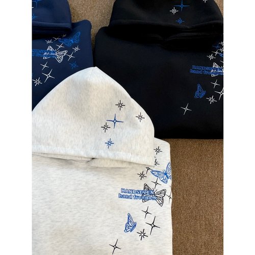 HandSeven星星蝴蝶刺绣连帽卫衣