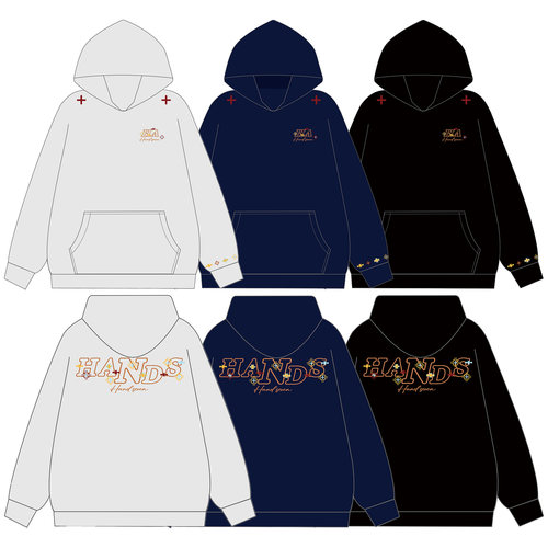 HandSeven美式复古刺绣连帽卫衣