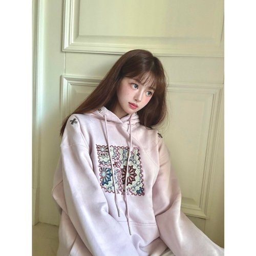 HandSeven复古字母刺绣连帽卫衣