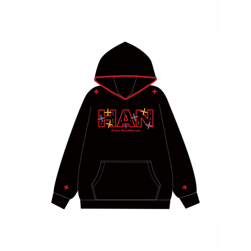 HandSeven潮牌字母刺绣连帽卫衣