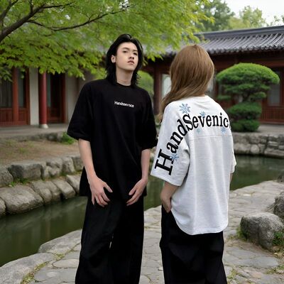 HandSeven短袖美式男女刺绣T恤