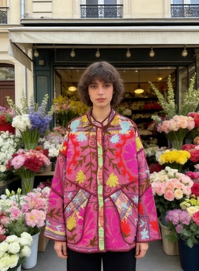 ｛甜酷满格｝夏萨珑！suzani多巴胺配色印度纯手工刺子绣古布外套