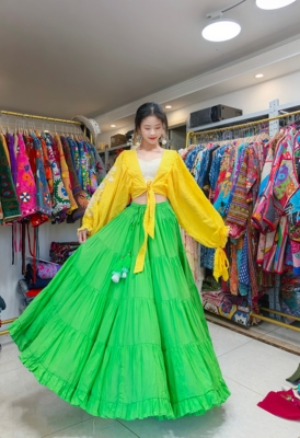 【南法庄园】夏萨珑！清迈棉裙植物染色度假风田园夏2026半身裙新