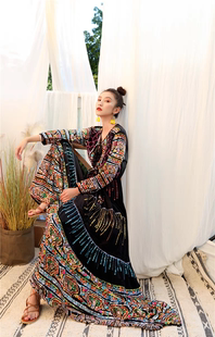 夏萨珑花香！泰兰德连衣裙手工钉珠刺绣大摆复古波西米亚度假夏裙