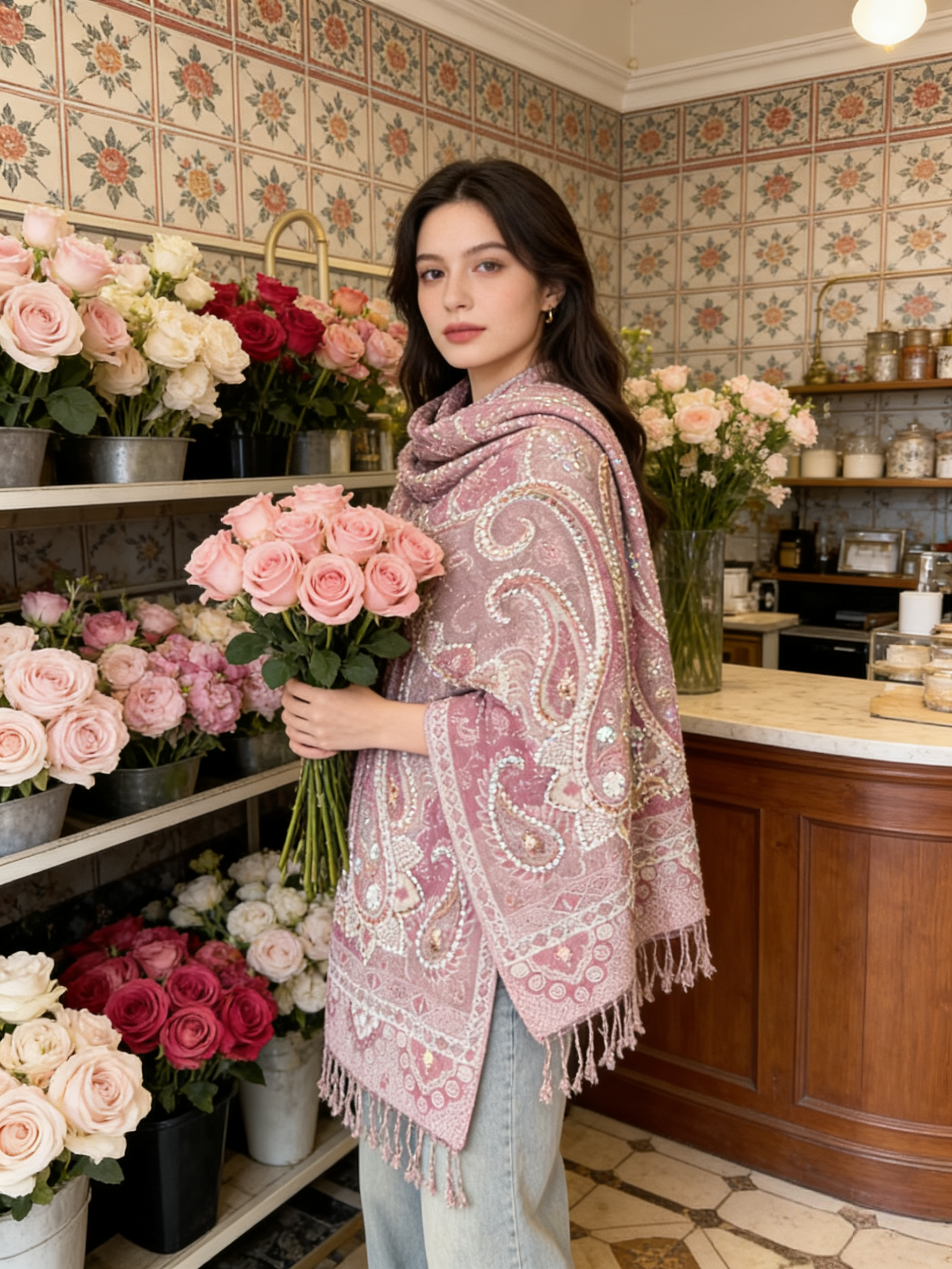 秋冬加厚羊毛保暖围巾女印度钉珠刺绣百搭多色玫瑰色披肩波西米亚,服饰配件/皮带/帽子/围巾,围巾/丝巾/披肩,淘宝优惠券,粉丝福利购,淘宝优惠卷